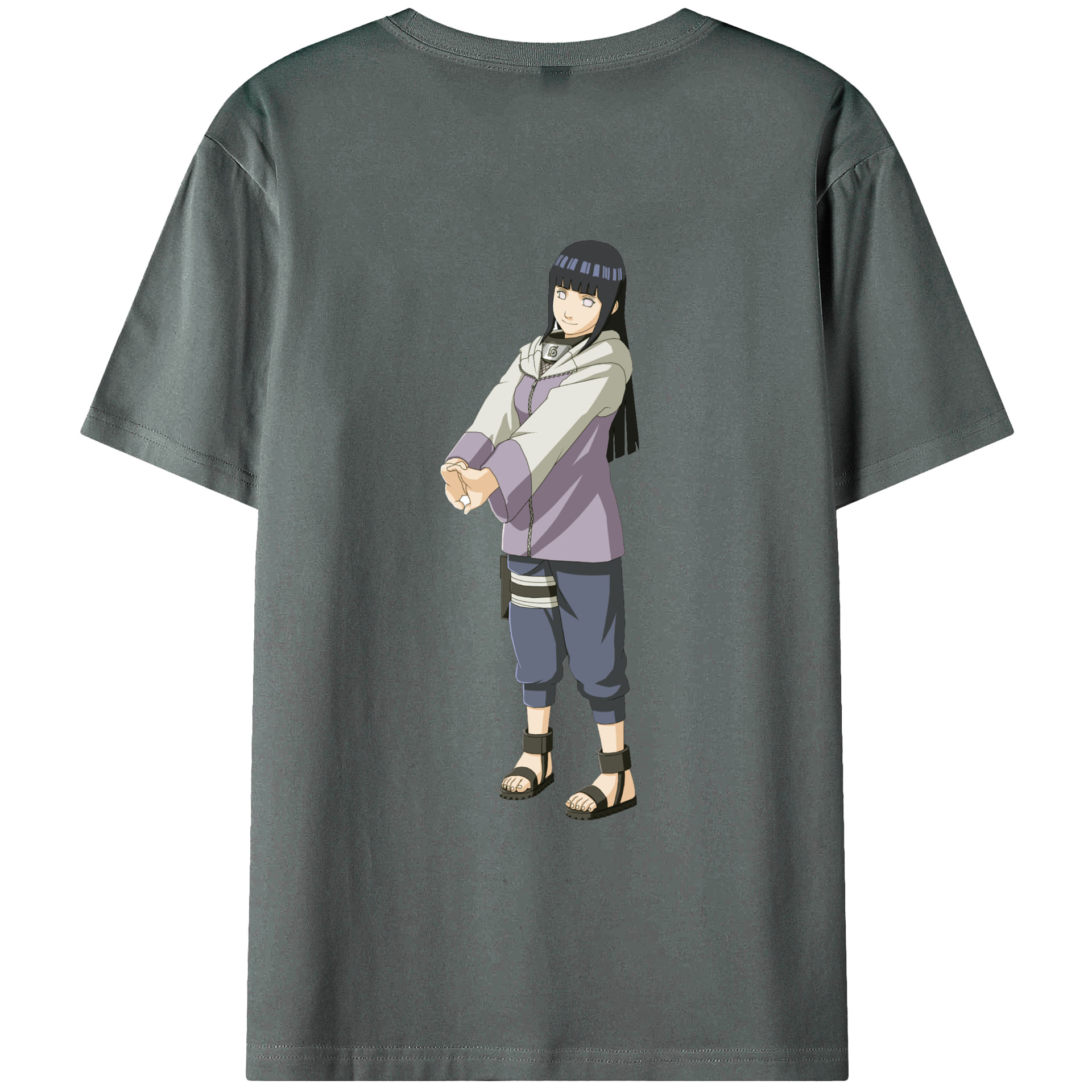 （画像用） NARUTO -ナルト- 日向ヒナタ Hyūga Hinata 綿100％ メンズ半袖Tシャツ（バックプリント） 通気性